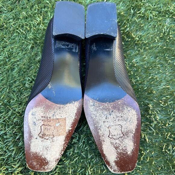 Stuart Weitzman Maeve 50 Low Block Heel Textured Navy Almond Toe Dress Shoes 8 - Picture 8 of 9